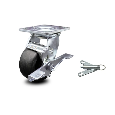 Service Caster 4 Inch Glass Filled Nylon Caster with Roller Bearing and Brake/Swivel Lock SCC SCC-30CS420-GFNR-TLB-BSL